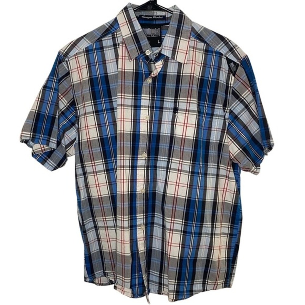 Southpole Plaid Short Sleeve Button Up‎ Shirt Mens L Casual